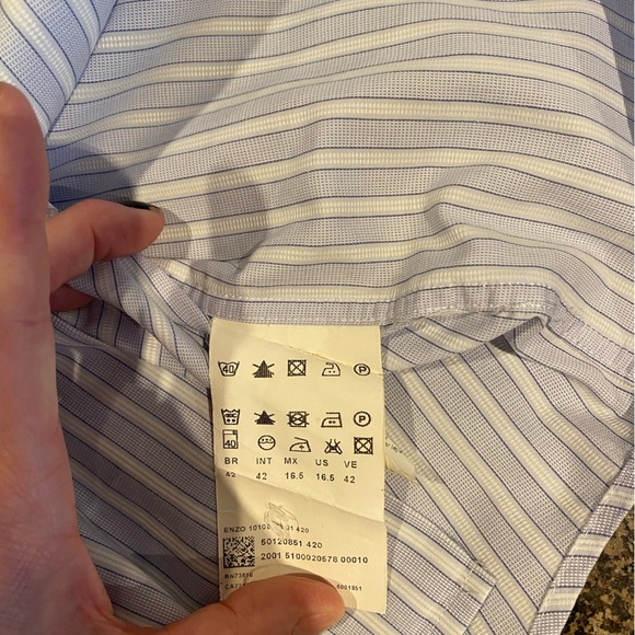 BOSS by HUGO BOSS Men's Striped White/Blue Button Down Shirt 16.5 Neck - Picture 5 of 12